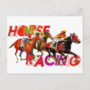 Horse Racing Action Postcard