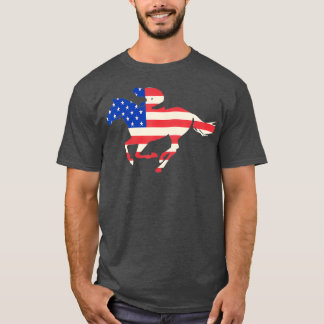 Horse Racing  American Flag Equestrian Jockey T-Shirt