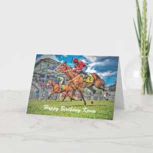 Horse Racing carte d'anniversaire personnalisée