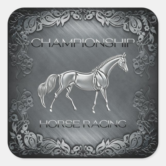 Horse Racing Championship Vibrant Rich Engraved    Square Sticker (Front)