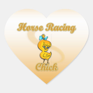 Horse Racing Chick Heart Sticker
