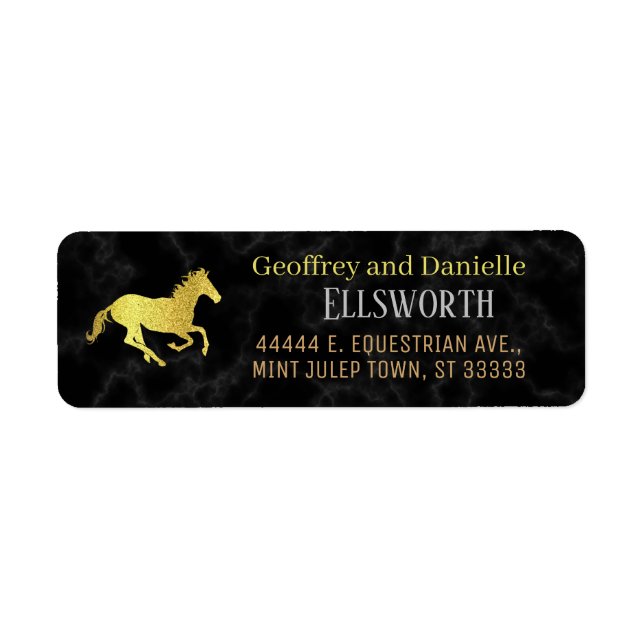 Horse Racing Derby Black Gold Return Address (Front)