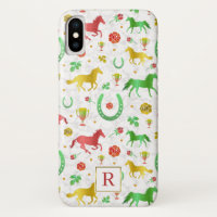 Horse Racing Derby Day Colourful Pattern + Monogra