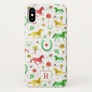 Horse Racing Derby Day Colourful Pattern + Monogra Case-Mate iPhone Case