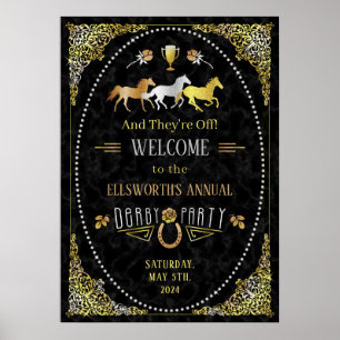 Horse Racing Derby Day Party Art Déco Black Gold