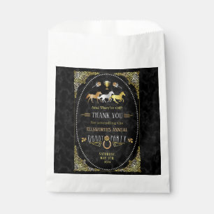 Horse Racing Derby Day Party Art Deco Black Gold Favour Bag