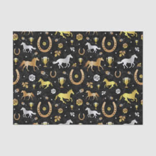 Horse Racing Derby Day Party Black Gold Pattern Tissue Paper