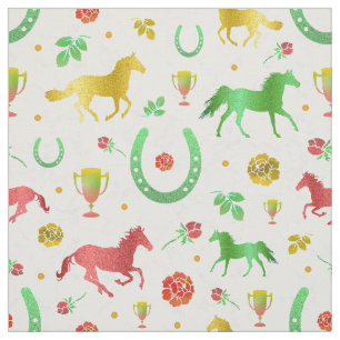 Horse Racing Derby Day Party Colourful Pattern Fabric