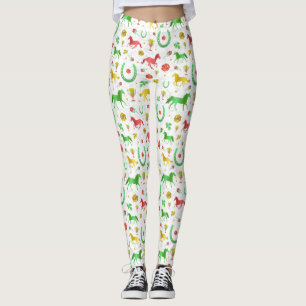 Horse Racing Derby Day Party Colourful Pattern Leggings
