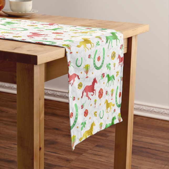 Horse Racing Derby Day Party Colourful Pattern Short Table Runner (In Situ)