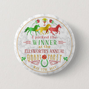 Horse Racing Derby Day Party Colourful Winner 2 Inch Round Button