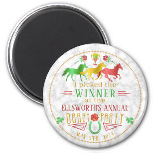 Horse Racing Derby Day Party Colourful Winner Priz Magnet