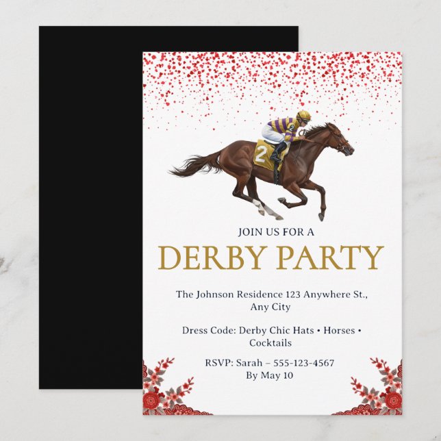  Horse Racing Derby Party Invitation 2026 (Devant / Derrière)