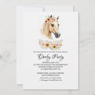 Horse Racing Floral Derby Day Party Invitation