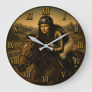 Horse Racing Funny Mona Lisa  Jockey Gift  Large Clock