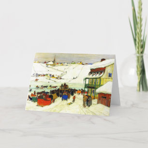 Horse Racing in Winter Clarence Gagnon -  Greeting Card