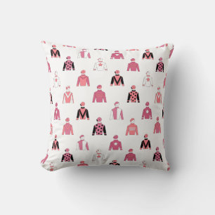 Horse Racing Jockey Silks Equestrian Pink White Throw Pillow