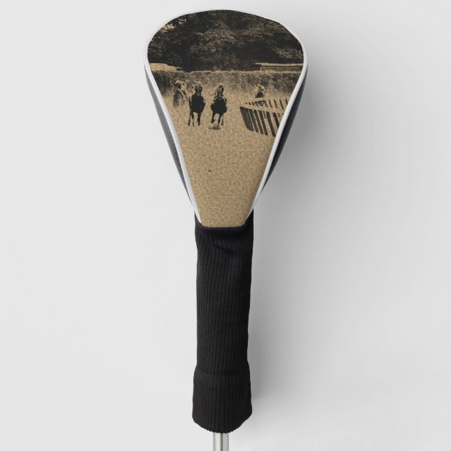 Horse Racing Muddy Track Grunge Golf Head Cover (Front)