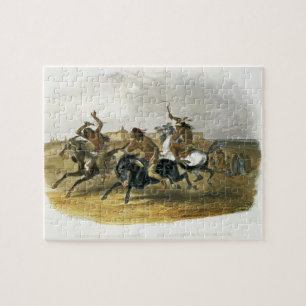 Horse Racing of Sioux Indians near Fort Pierre, pl Jigsaw Puzzle
