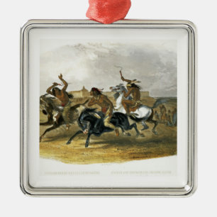 Horse Racing of Sioux Indians near Fort Pierre, pl Metal Ornament