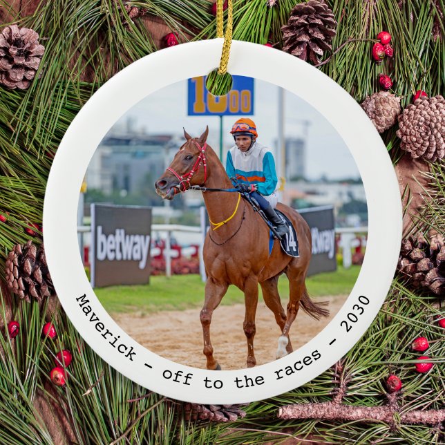 Horse Racing Personalized Simple Equestrian Photo Ceramic Ornament (Creator Uploaded)