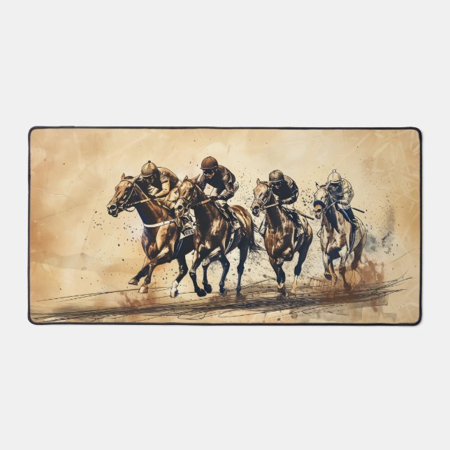 Horse Racing Sketch Desk Mat (Front)