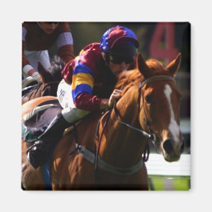 Horse Racing Square Magnet