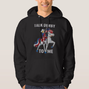 Horse Racing  Talk Derby To Me American Flag Women Hoodie