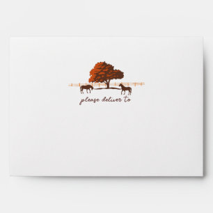 Horse Rail Fence Oak Horses Wedding Envelope