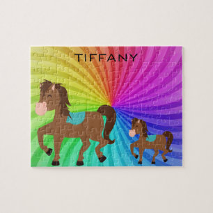 Horse & Rainbows puzzle personalized for kids.