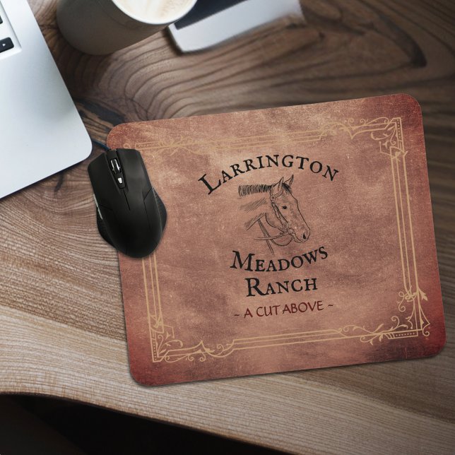 Horse Ranch Business Logo Customizable Western Mouse Pad (Creator Uploaded)