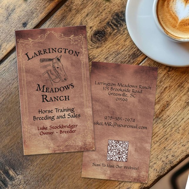 Horse Ranch Customizable Logo QR Code Business Card (Creator Uploaded)