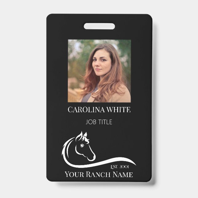 Horse ranch logo equestrian branding address badge (Front)