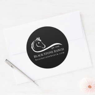 Horse ranch logo equestrian stable branding classic round sticker