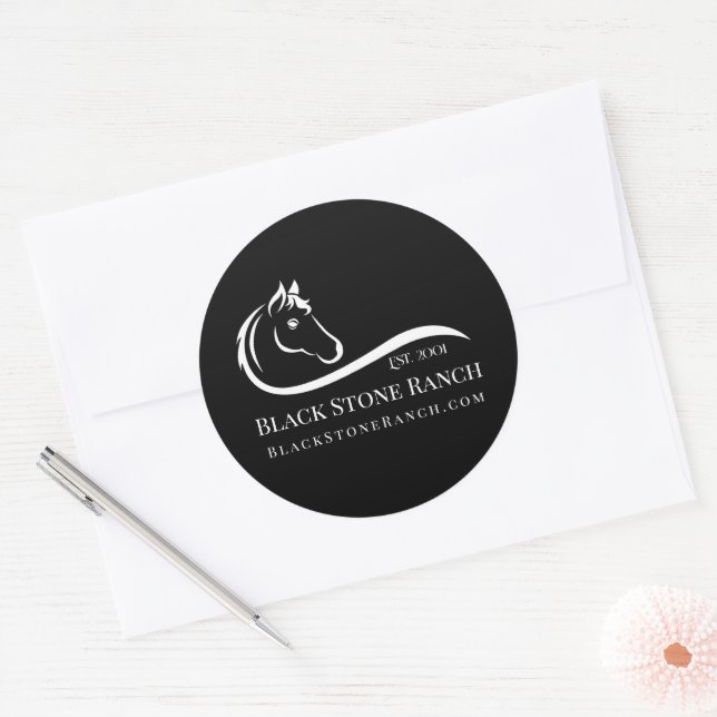 Horse ranch logo equestrian stable branding classic round sticker (Envelope)
