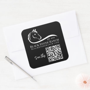 Horse ranch logo equestrian stable branding QR Square Sticker