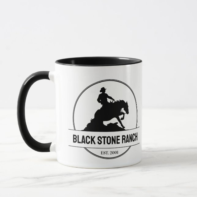 Horse ranch logo reining western barn branding mug (Left)