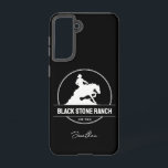 Horse ranch logo reining western barn branding samsung galaxy case<br><div class="desc">Horse ranch logo with sliding reining horse vector,  equestrian stable,  horse barn logo design,  branding for your horse business. You can transfer this design to any other product on Zazzle,  look at: "Transfer design to a product"!</div>