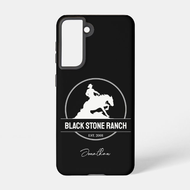 Horse ranch logo reining western barn branding samsung galaxy s21 case (Back)