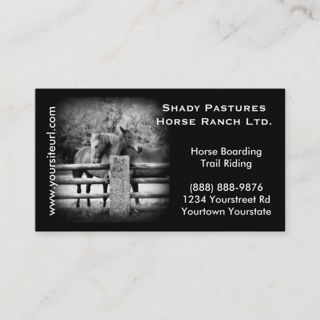 Horse Ranch, Riding Stables or Boarding Business Card (Front)