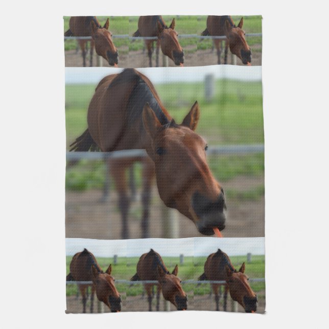 Horse Reaching For A Carrot, Kitchen Towel (Vertical)