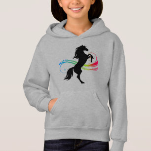 Horse Rearing Hoodie with Colourful Swirls & Name