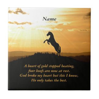 Horse Rearing Silhouette At Sunrise Tile