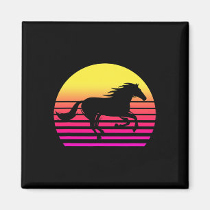 Horse Retro 80s Horse Gift Horse Riding Horseback Magnet