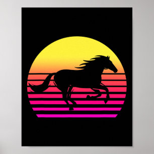 Horse Retro 80s Horse Gift Horse Riding Horseback Poster