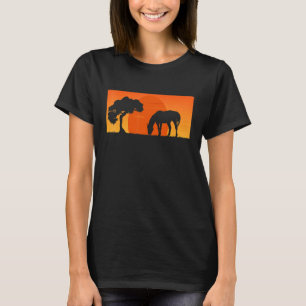 Horse Retro Sunset Colours Silhouette Horse T-Shirt