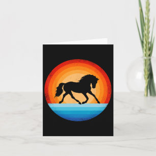 Horse Retro Vintage Sunset Farm Horseback Riding E Card