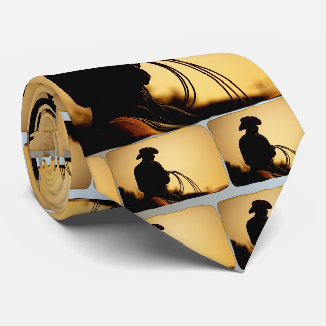 Horse Rider and Rope into the Sunset Tie (Rolled)
