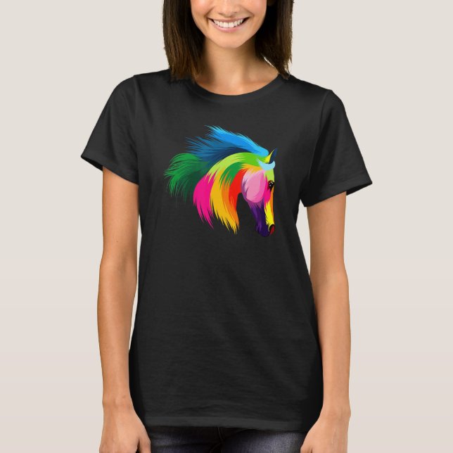 Horse Rider Animal  Cute Coloured Horse Riding T-Shirt (Front)