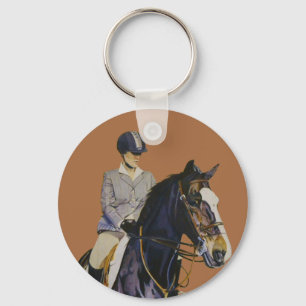 Horse & Rider at Horseshow Round Keychain